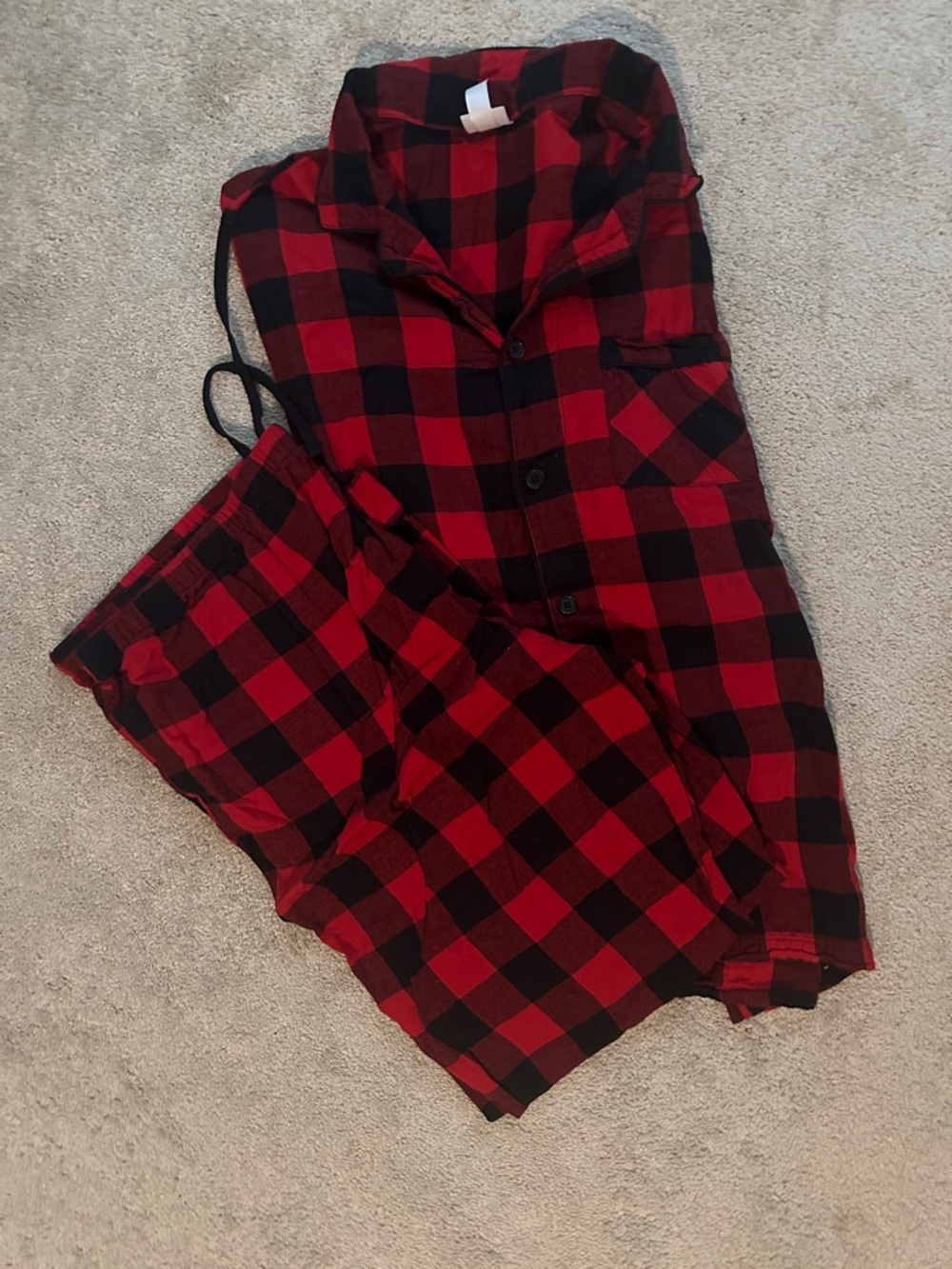 Men’s Red and Black Buffalo Plaid Long Sleeve and Pants Pajama Set